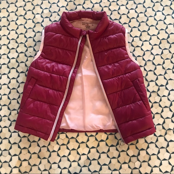 Young Dimension Maroon/Pale Pink Puffer Vest size 5/6 - Picture 3 of 3